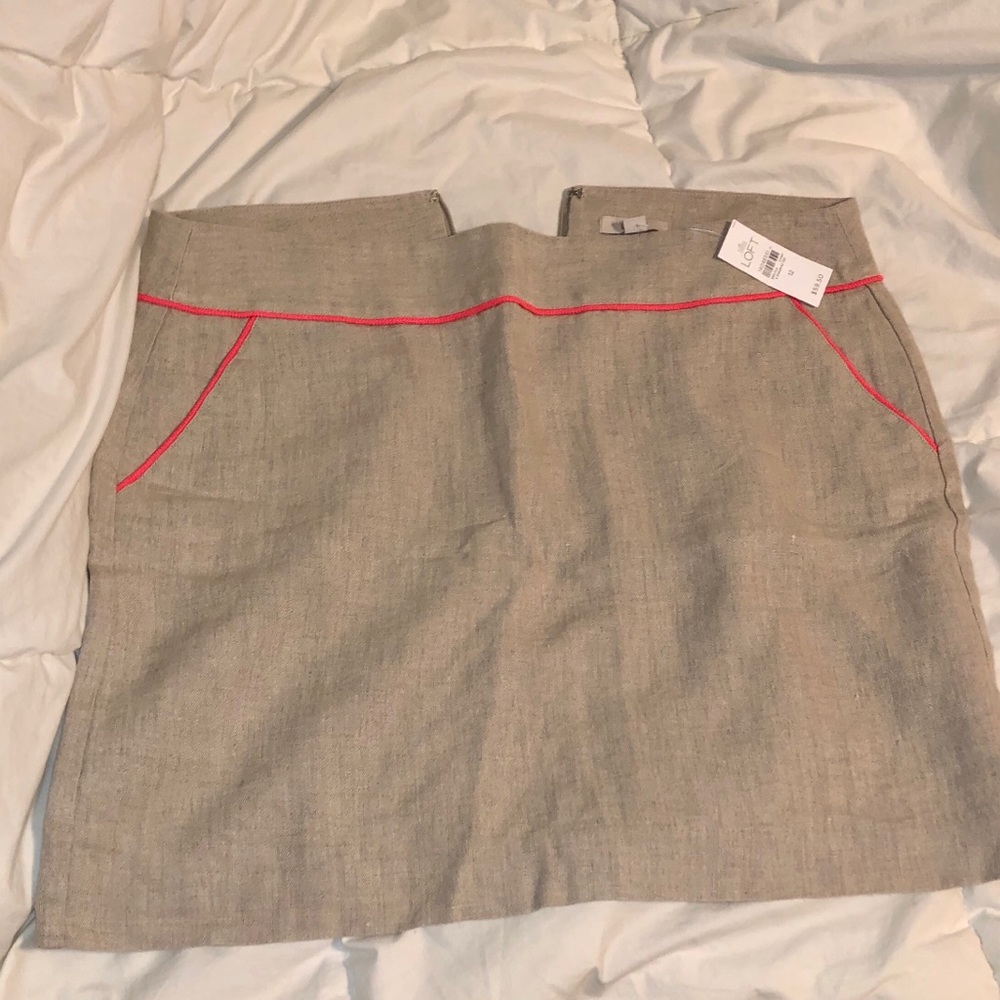 Loft beige skirt neon trim